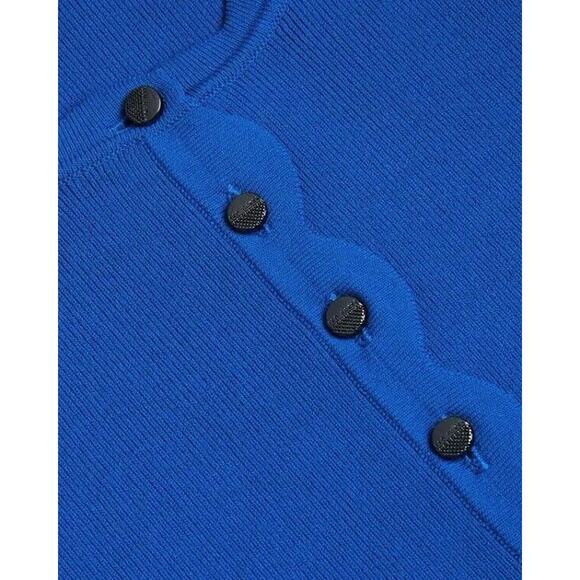 TED BAKER LONDON Kklara Scallop-Trim Stretch-Knit Cardigan Size 4 - Mid-Blue - Picture 11 of 11